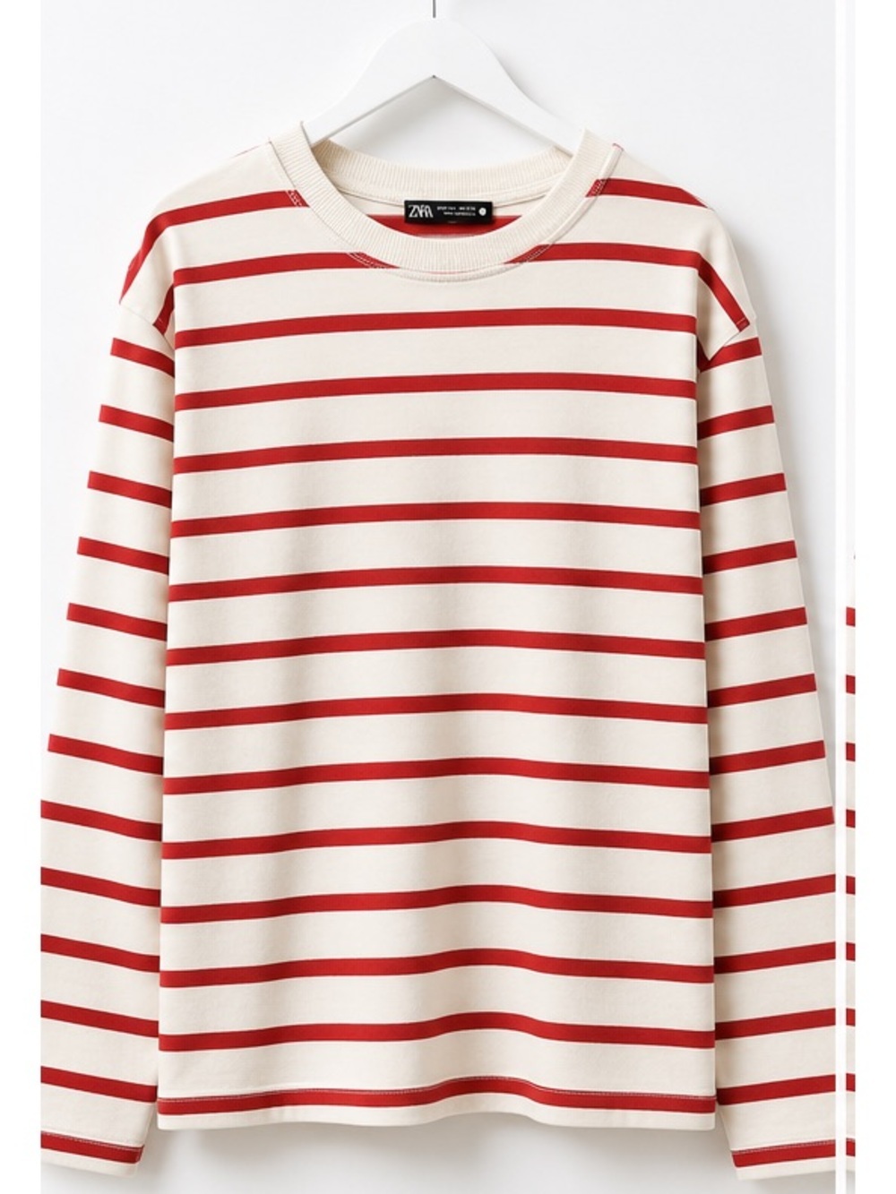 Zara Cream Top with Red Stripes small